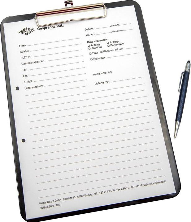 Actual product image Wedo Clipboard A4 with pen holder black (22.50 x 32 cm)