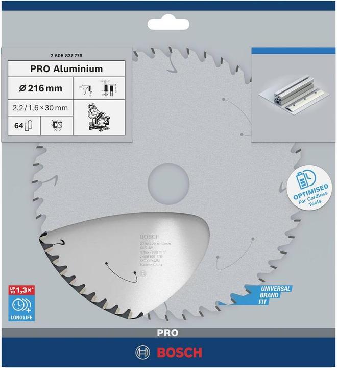 Produktbild Bosch Professional Zubehör PRO Aluminium cordless Kreissägeblatt, 216 x 2,2 x 30 mm