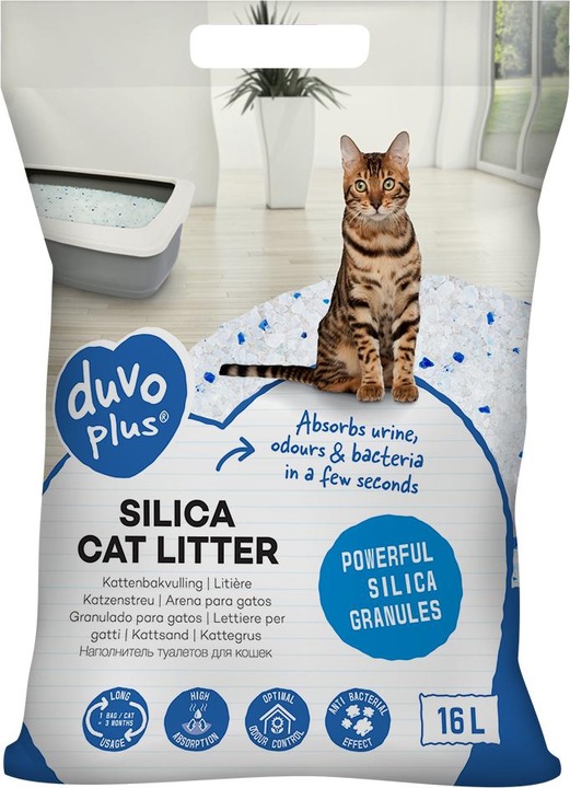 Immagine prodotto Duvo+ + Lettiera per gatti Silica Premium inodore 16 l (Non agglomerante, 6.40 kg)
