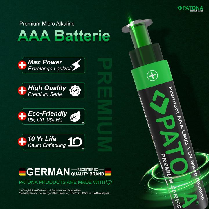 Image du produit Patona Batteries Replacement Alkaline AAA Micro 10Pack (10 pcs, AAA, 1400 mAh)