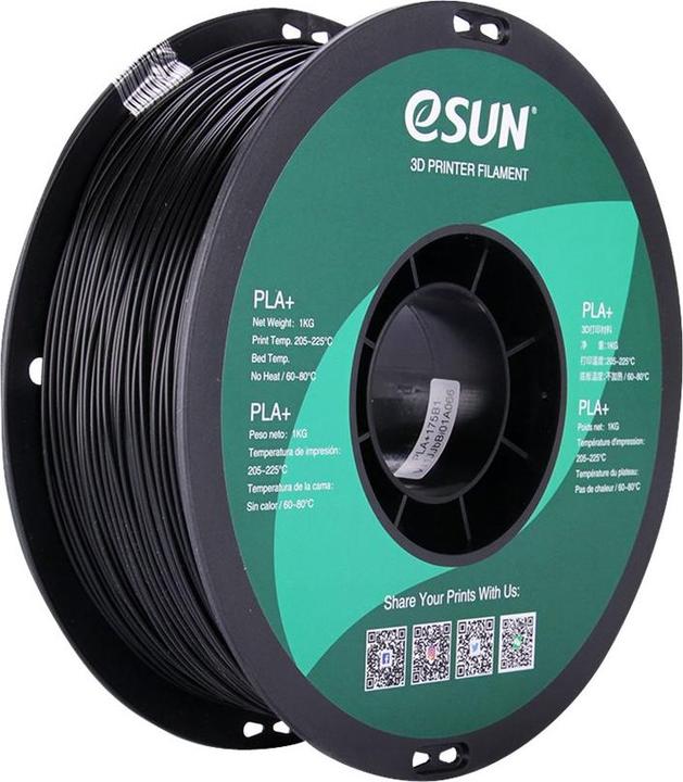 Produktbild eSUN PLA+ Filament 1.75mm Schwarz 3Kg (PLA, 1.75 mm, 3000 g)