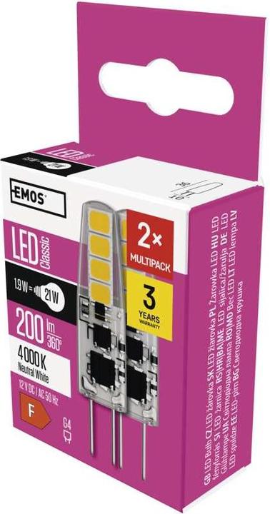 Produktbild Emos LED Lampe Classic (G4, 1.90 W, 200 lm, 2 x, F)