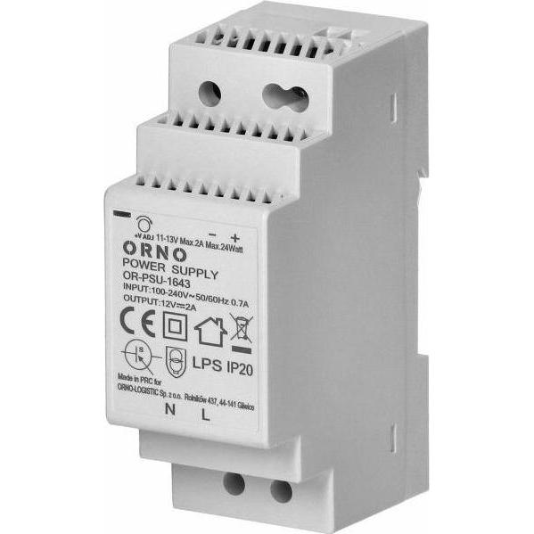 Orno DIN-Schienen-Netzteil 12 VDC, 2 A, 24 W, 2 Module breit, Batterien + Akkus