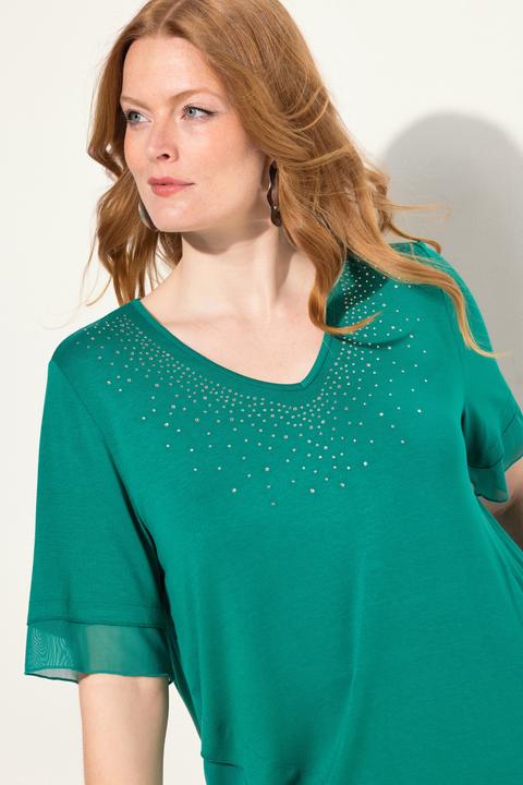 Produktbild Ulla Popken Bluse, Layering-Look, Mesh/Jersey, Zipfelsaum (46, 48)