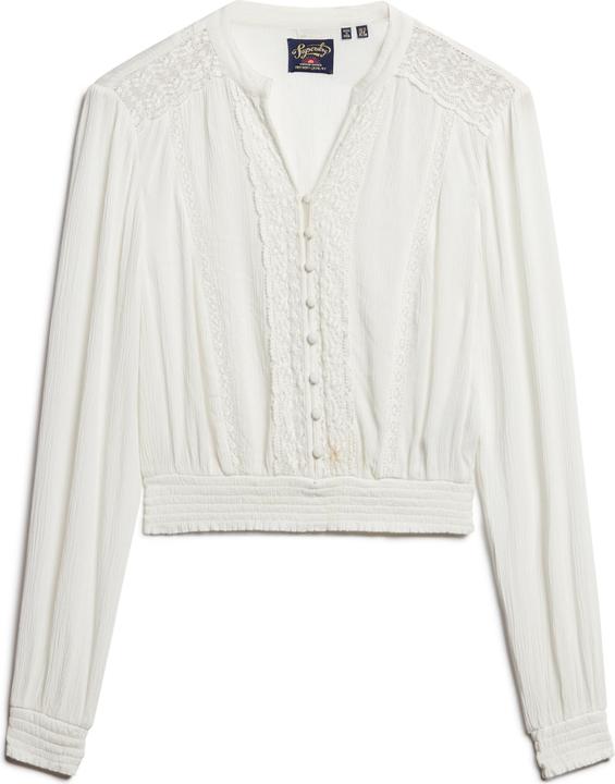 Produktbild Superdry Langärmelige, gesmokte Bluse mit Spitzenbesatz (12XL)