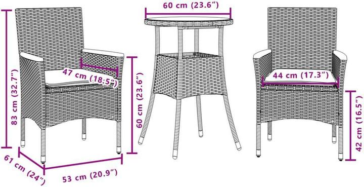 Produktbild vidaXL Garten Essgruppe (60 x 60 x 75 cm)