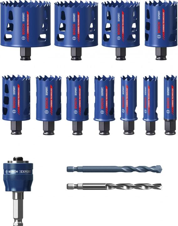 Bosch Professional Zubehör EXPERT Tough Material hole saw set, 20/22/25/32/35/40/44/51/60/68/76 mm, 14 pcs.