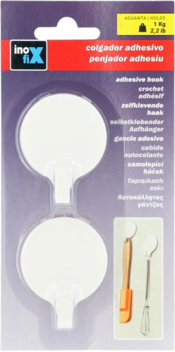 Image du produit Inofix Crochet adhésif rond, blanc mat