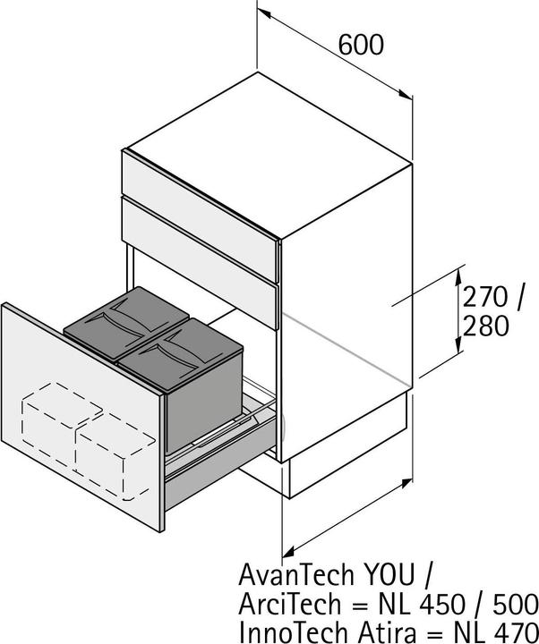 Produktbild Hettich Abfallsystem Bin.it Flex (24 l)