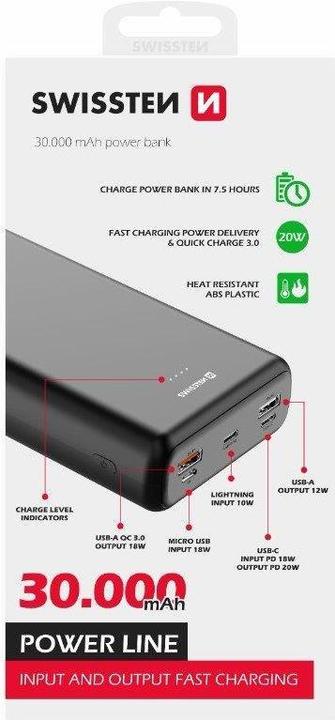 Produktbild Swissten Power Line (30000 mAh, 20 W, 20 Wh)