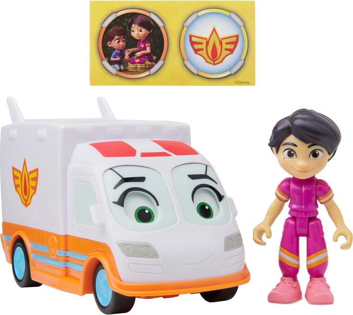 Immagine prodotto Spin Master Disney Junior Firebuds, Violet e Axl, action figure e ambulanza giocattolo con movimento degli occhi