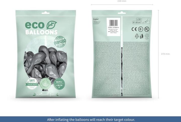 Produktbild Partydeco Eco Balloons 26cm metallic, silver (1 pkt / 100 pc.) (100 x)