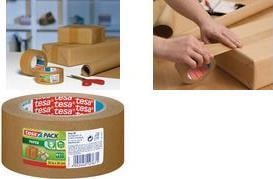 Produktbild tesa tesapack PAPER ecoLogo Packband - Umweltgerechtes Paketband aus Papier, 60 % biobasiertes Material (38 mm)