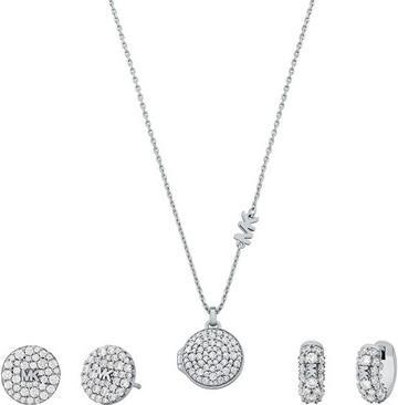 Michael Kors Luxury Silver Jewelry Set Mkc1700set Necklace And 2 Earrings