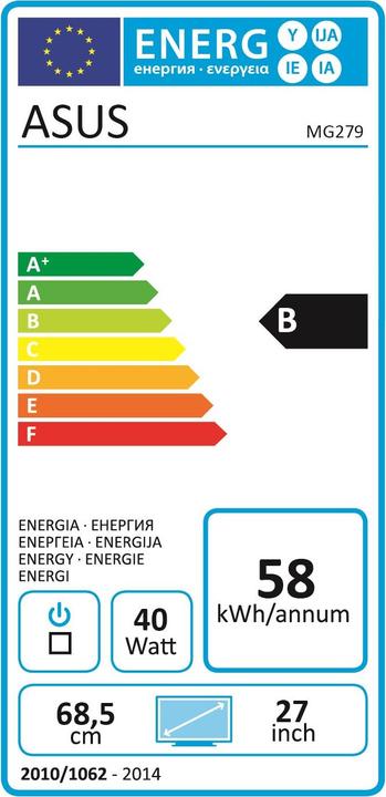 Energy Label ASUS Mg279q (2560 x 1440 pixels, 27")