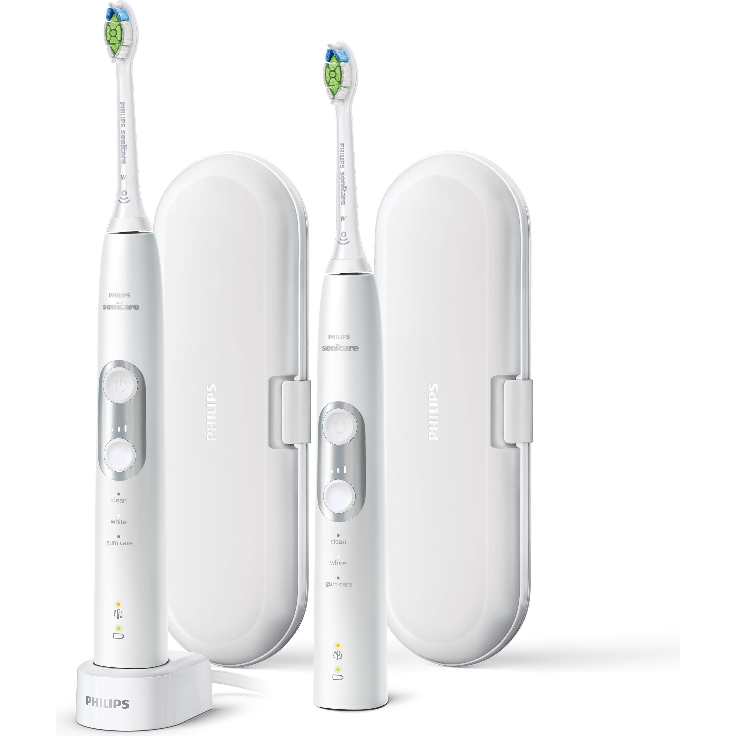 Philips Sonicare, Elektrische Zahnbürste, ProtectiveClean 6100 Doppelpack (Schallzahnbürste)