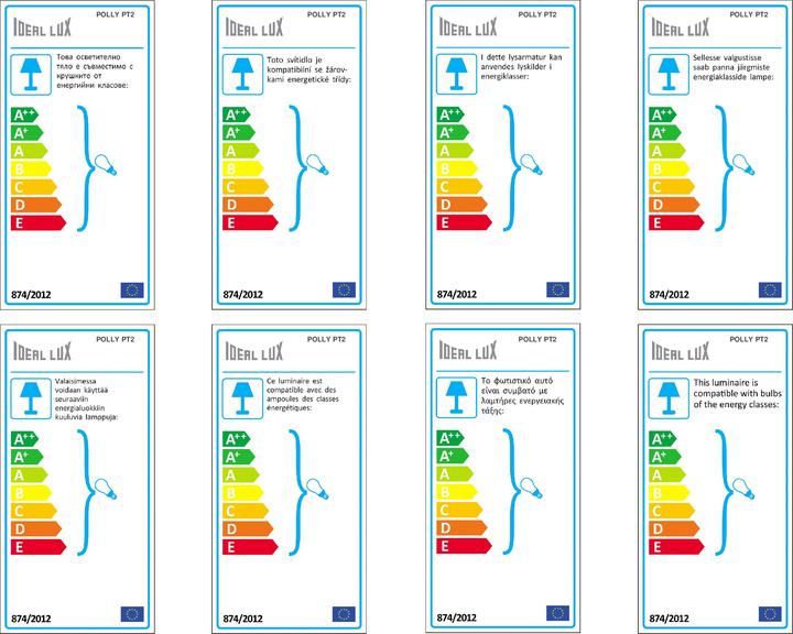 Label énergétique Ideal lux POLLY Lampadaire E27 double ⌀220mm argent 061115 (E27)