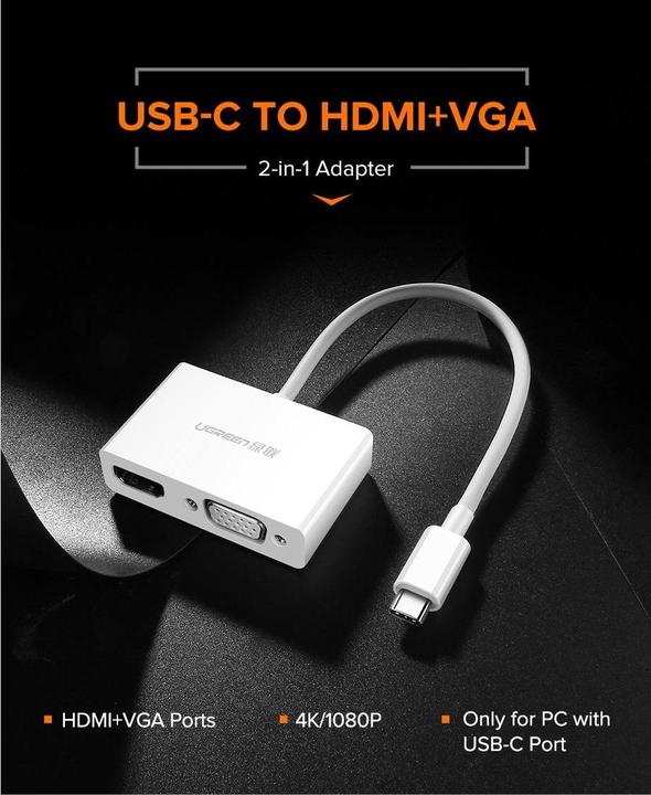 Image du produit Ugreen Adaptateur USB-C vers HDMI + VGA (USB, 3 cm)