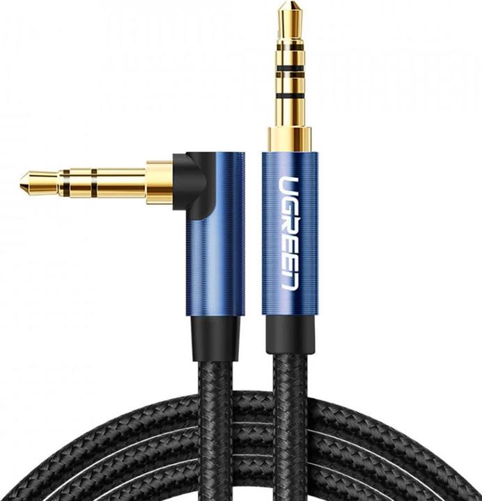 Ugreen audio cable AUX angled minijack 3.5 mm 2m blue (AV112) (2 m, 3.5mm Klinke (AUX))