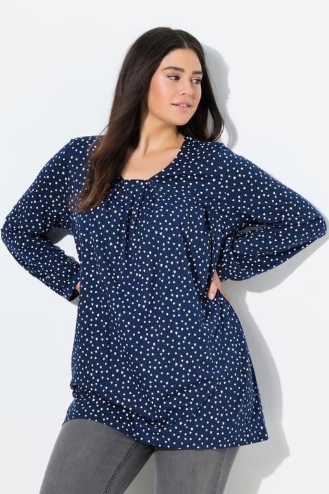 Produktbild Ulla Popken Shirt, Zierfalten, A-Linie, Carree-Ausschnitt, Langarm (42, 44)