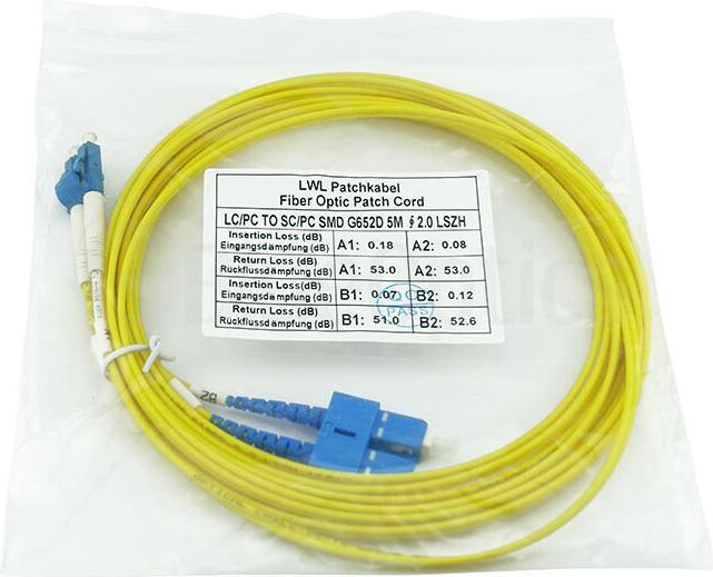 Produktbild BlueOptics CAB-SMF-LC-SC-15 kompatibles LC-SC Singlemode Patchkabel 15 Meter (15 m)