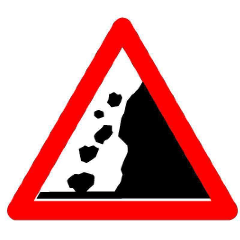 BRW, Sicherheitskennzeichnung, Signaltafel Steinschlag von rechts 1.13