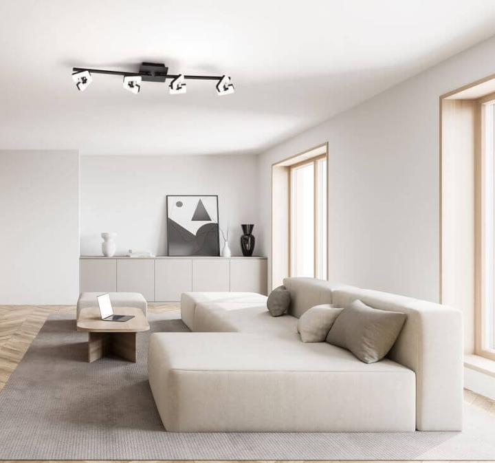 Actual product image Fischer & Honsel Honsel Ray LED ceiling light 4-fold 16.8W warm white sand black 21403