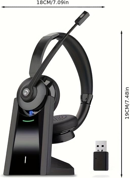 Produktbild PhoneLook Vonztek Kabelloser Noise-Cancelling Kopfhörer mit Mikrofon und Ladestation für Homeoffice und Videok (ANC, 28 h, Kabellos)
