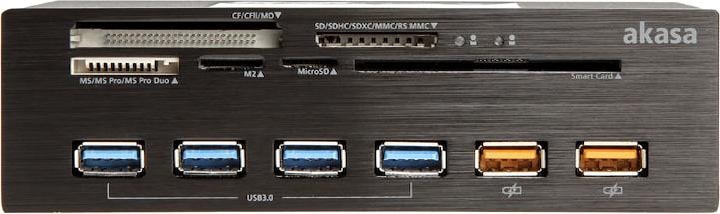 Actual product image Akasa Interconnect Ex Internal 5-Port Card Reader incl. USB 3.0 Hub (4-pin Molex, USB 2.0, USB 3.0)
