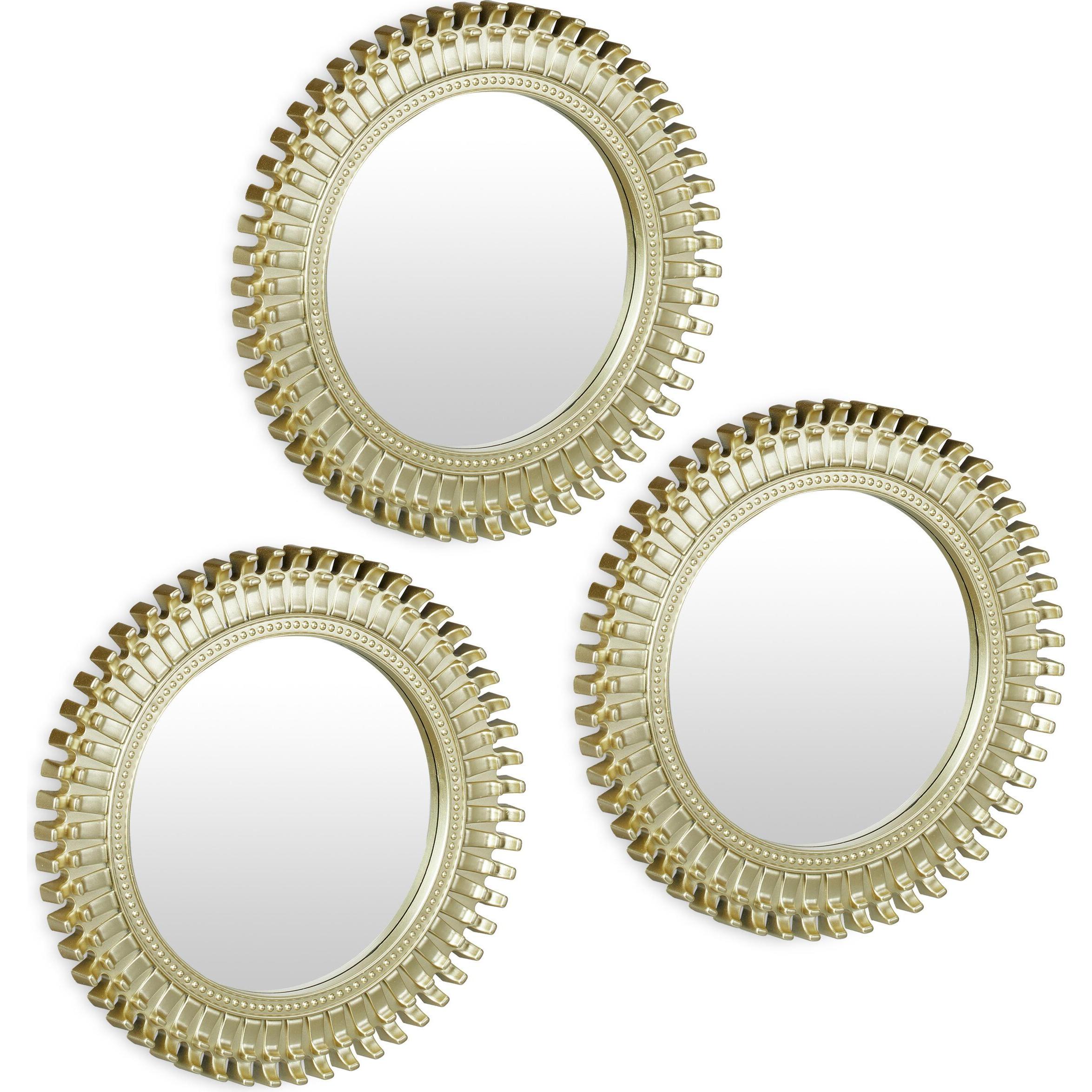 Relaxdays, Spiegel, 3x Spiegel (25 x 2 x 25 cm)