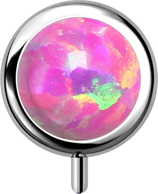 Produktbild Star Piercing Threadless Zylinder silber front Opal pink (Titan, ohne Messing)