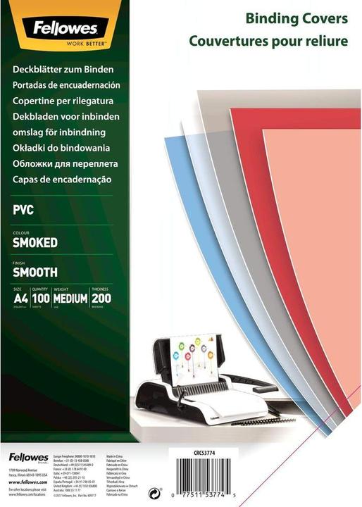 Actual product image Fellowes PVC cover sheet, grey-transparent