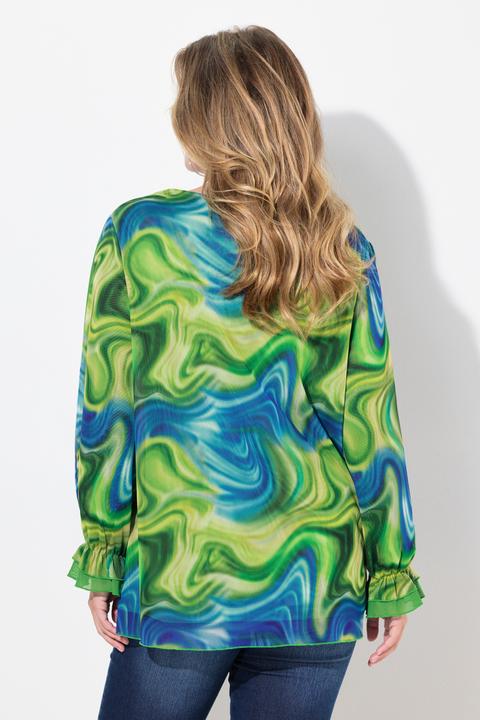 Produktbild Miamoda Bluse, Mesh mit Alloverdruck, weiter Langarm (46)