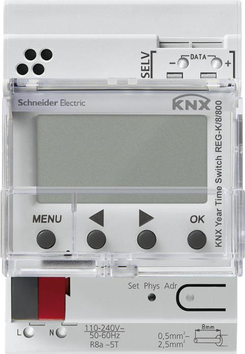 Image du produit Schneider Electric SE MTN6606-0008 Horloge programmable annuelle KNX REG-K/8/800, gris clair
