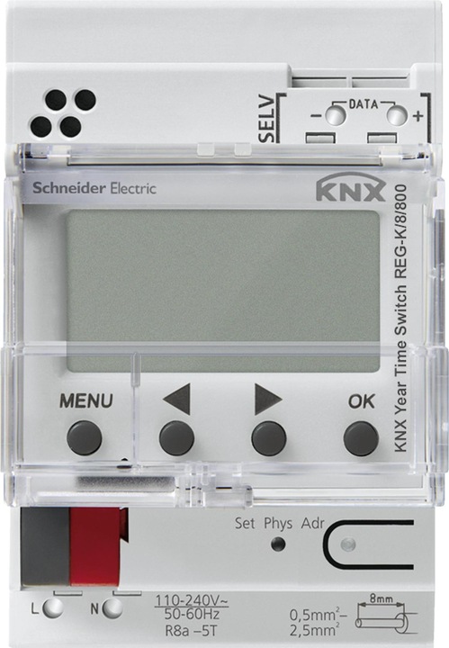 Actual product image Schneider Electric SE MTN6606-0008 KNX year time switch REG-K/8/800, light grey
