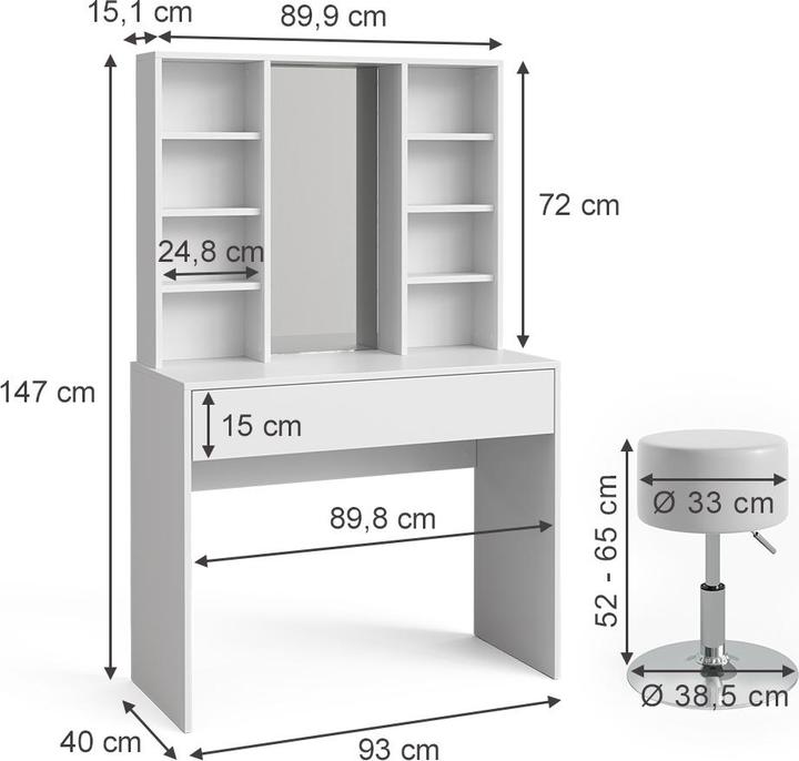 Image du produit Vicco Alexa mit Hocker (93 x 40 x 147 cm)