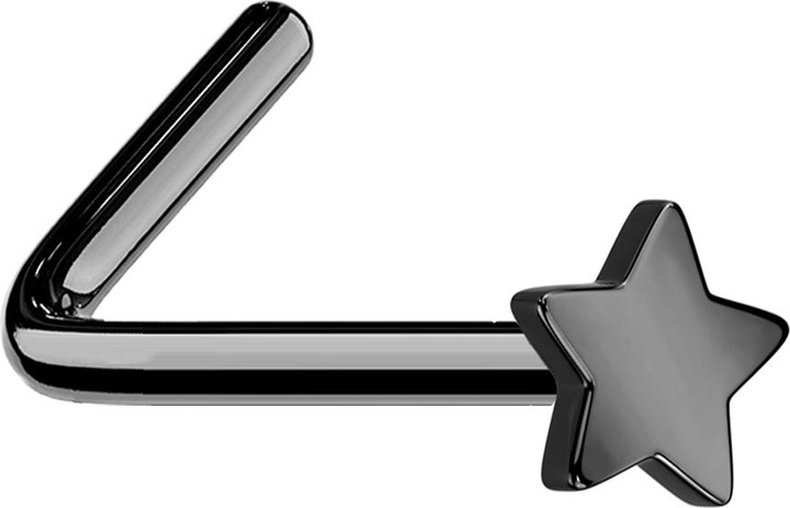 Produktbild Star Piercing Nasenstecker gewinkelt schwarz mit Stern (Titan G23, ohne Messing)