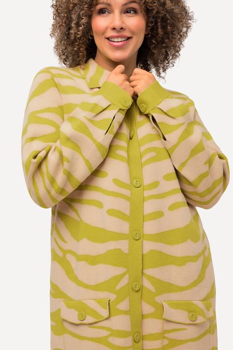 Produktbild Ulla Popken Strickjacke, Zebramuster, Hemdkragen, Brusttaschen (58)