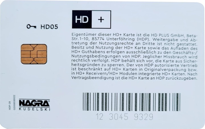 Productafbeelding HD+ Smartcard, versie HD05, 12 maanden (Nagravision, Smart Card)