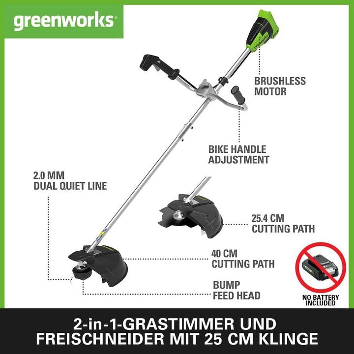 Produktbild Greenworks lawn mower GD40BCB (Trimmfaden)