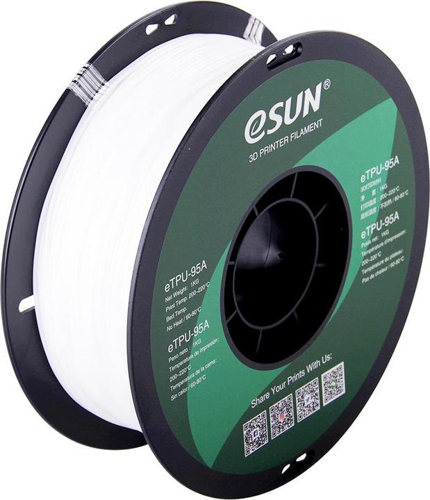 Immagine prodotto eSUN Filamento 3D eTPU-95A 1,75 mm bianco da 1 kg (TPU, 1.75 mm, 1000 g, Bianco)