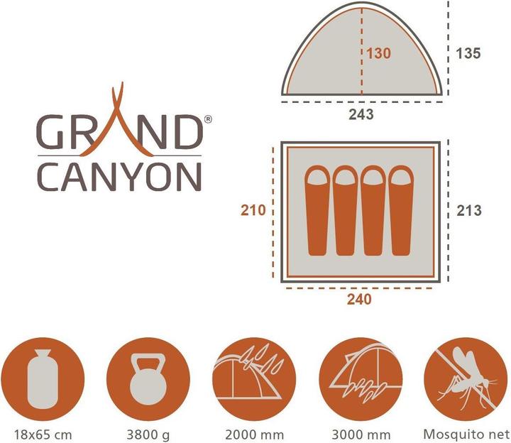 Produktbild Grand Canyon Phoenix Tent L (Kuppelzelt, 3.80 kg, 4 Personen)