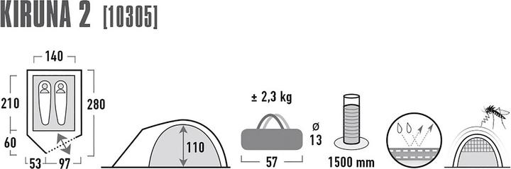 Produktbild High Peak Kiruna 2 (Kuppelzelt, 2.30 kg, 2 Personen)