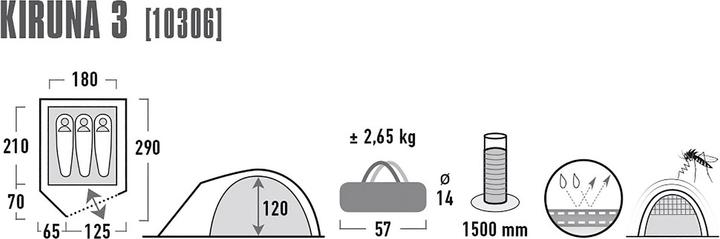 Produktbild High Peak Kiruna (Kuppelzelt, 2.65 kg, 3 Personen)