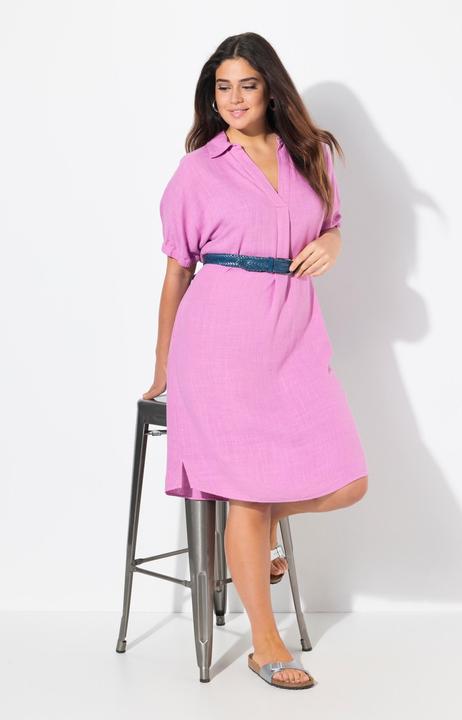 Produktbild Ulla Popken Kleid, Leinenmix, Oversized, Hemdkragen, Halbarm (46, 48)
