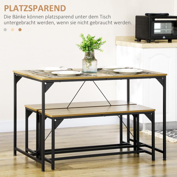 Produktbild Homcom Esstisch Set mit 2 Bänken