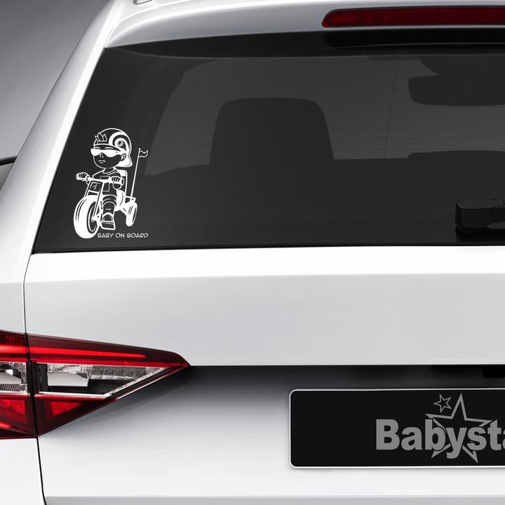 BeFox Baby Biker on Board Sticker - Boy White