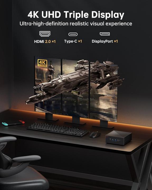 Image du produit NiPoGi Mini PC AM06 PRO mit Ryzen 7 5825U, WiFi 6 und 4K Triple Display (512 Go, 32 Go, AMD Ryzen 7 5825U)