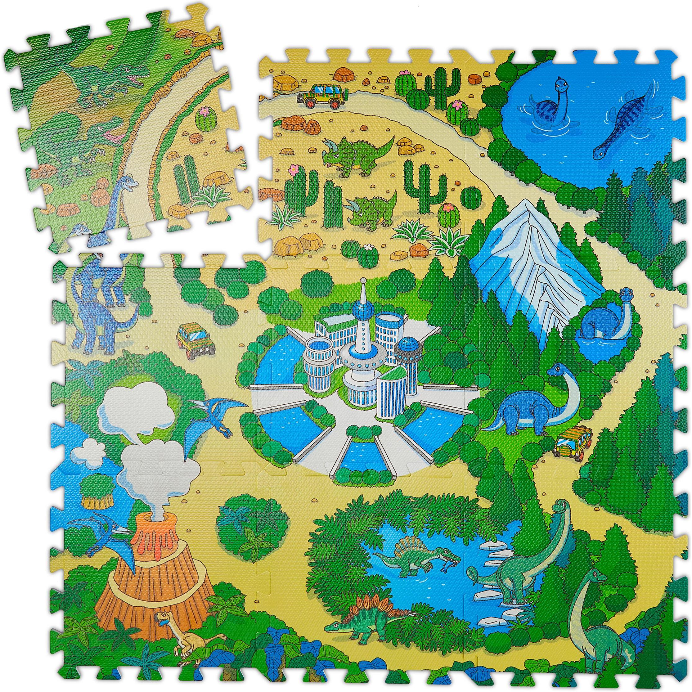 Relaxdays, Spielteppich + Spielmatte, Dino Spielmatte (31 x 31 x 1 cm)