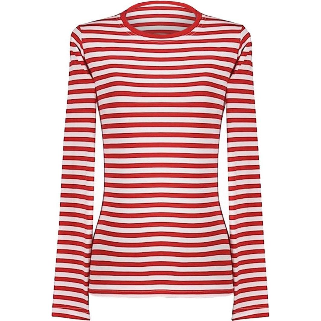 Thetru Damen Ringelshirt langarm rot-weiss – alltagstauglich (XXL)